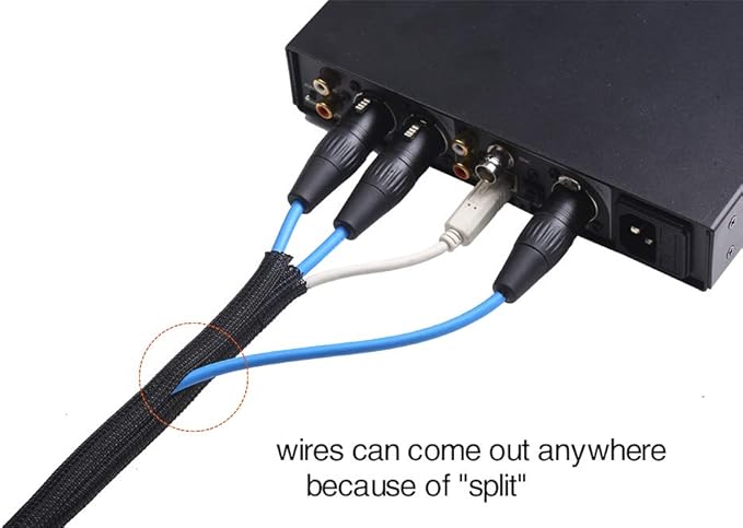 Alex Tech 10ft - 3/4 inch Cord Protector Wire Loom Tubing Cable Sleeve Split Sleeving For USB Cable Power Cord Audio Video Cable – Protect Cat From Chewing Cords - Black