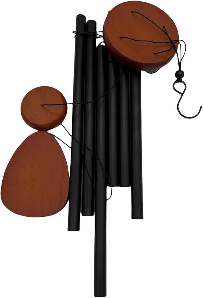 Deep Tone Wind Chimes for Outdoor Decor – 6 Heavy Tubes (26 to 37 Inches) – Perfect Garden Hanging, Memorial, or Sympathy Gift – Elegant Black Finish (26IN)
