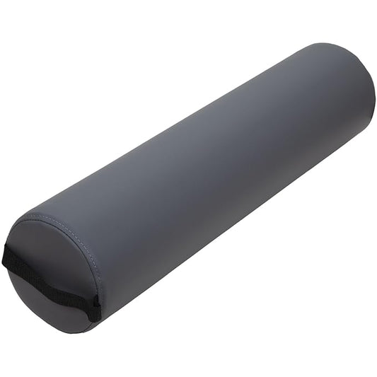 ForPro Full Round Bolster Pillow, Cool Grey, Oil and Stain-Resistant, for Massage and Yoga, 6” R x 26” L