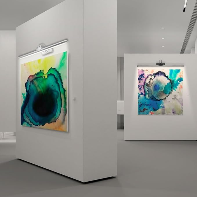 26" Wireless Picture Lights, Rechargeable Battery Art Display Light with Remote Control, Dimmable/Timer Off Dartboard Light, 3 Lighting Modes Full Metal Painting Display Lights (Nickel-1 Pack)