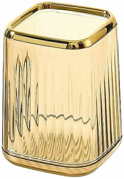 Pen Holder for Desk, Makeup Brushes Cup, Pencil Organizer, Pen Cup Pencil Caddy for Office Home Art Supply (Amber Color)