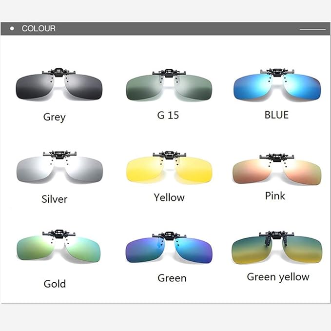 Clip on Flip up Polarized Lens For Prescription Glasses UV Protection Sunglasses (Clear lenses not Polarized)