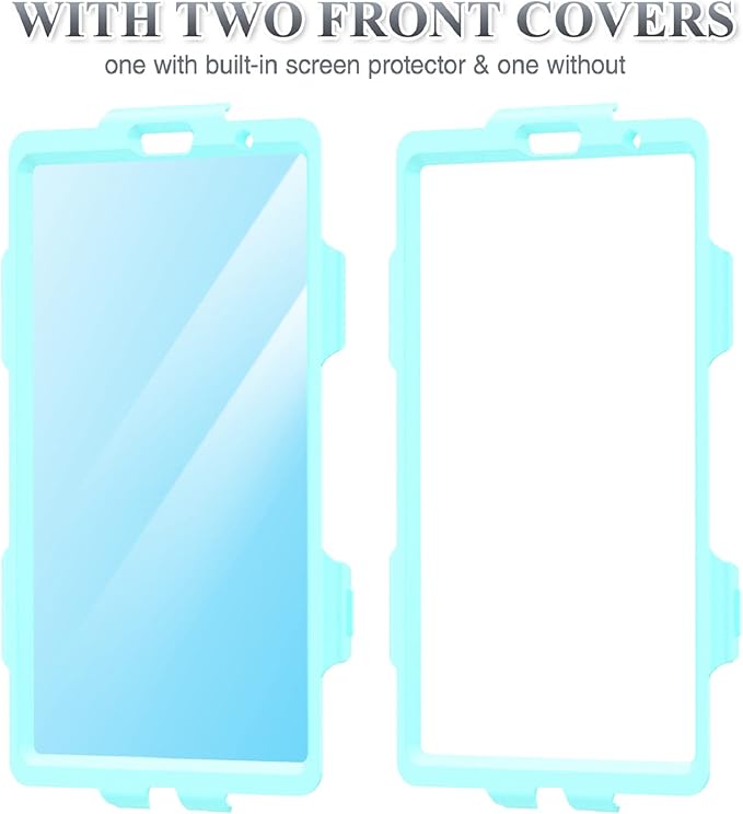 SEYMAC stock Case for iPad 9th/ 8th/ 7th Generation 10.2'', Shockproof with Screen Protector, Pencil Holder [360° Rotating Hand Strap] & Stand, for iPad 10.2 inch 2021-2019 (SkyBlue+Black)