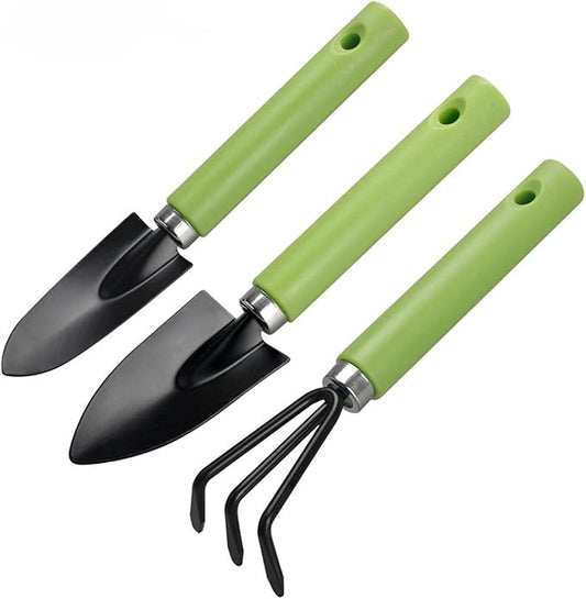 Garden Tools 3-Piece Planting Tools Set with Plastic Handle,Lightweight Durable Gardening Hand Tools,Ideal Succulent Tools Gifts for Women and Men (Small Green Set)