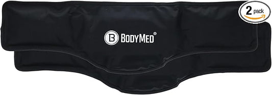 BodyMed Reusable Gel Ice Pack Cold Compress (2-Pack) for Neck - Professional Grade Cold Therapy for Injuries, Aches, Swelling, Bruises, Sprains - 21 in. x 6 in. (Neck Contour)