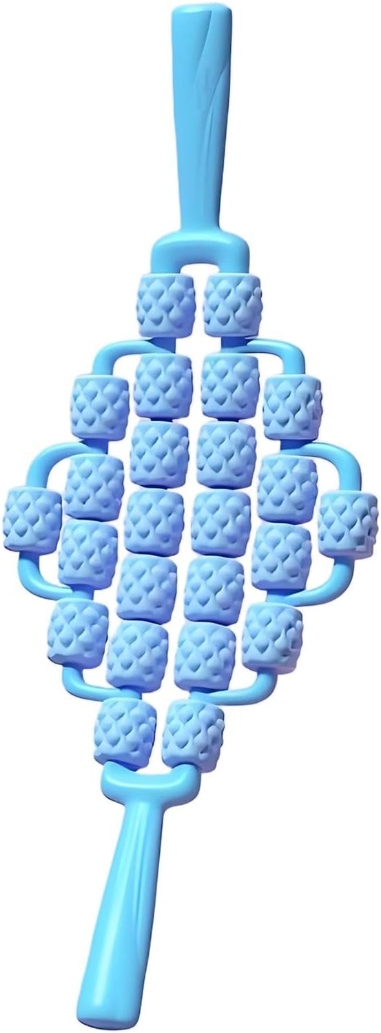 Massage Roller Sticks Ergonomic Handheld Massage Tool for Waist Shoulders Stomach Arms Buttocks, Blue