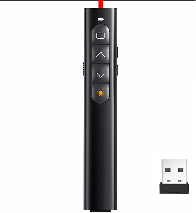 Presentation Clicker Wireless Slide Remote for Powerpoint PPT Slideshow, USB Presenter Pointer Advancer for Office Classroom Laptop/Computer/Mac Red Light