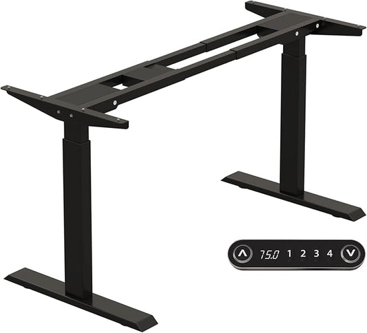 Bilbil Dual Motor Standing Desk Frame, Electric Adjustable Stand Up Base for Home and Office, Legs for 48'' to 70'' Tops (Black Frame Only)
