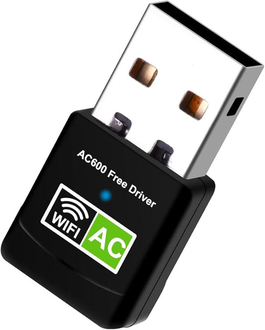 Driver Free USB WiFi Adapter for Desktop PC 600Mbps Dual Band 2.4G 5.8G Wireless Network Adapter, Wi-Fi Dongle Compatible with Windows 11/10/8/7/XP/Vista-Black