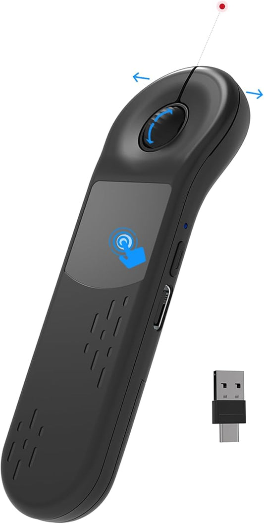 Air Mouse for PC/iOS/Android with Touchpad Rechargeable Wireless Presentation for PPT Pointer Bluetooth 2.4G Remote Control for PowerPoint/Keynote/Tiktok/Camera/Kindle App (Black)