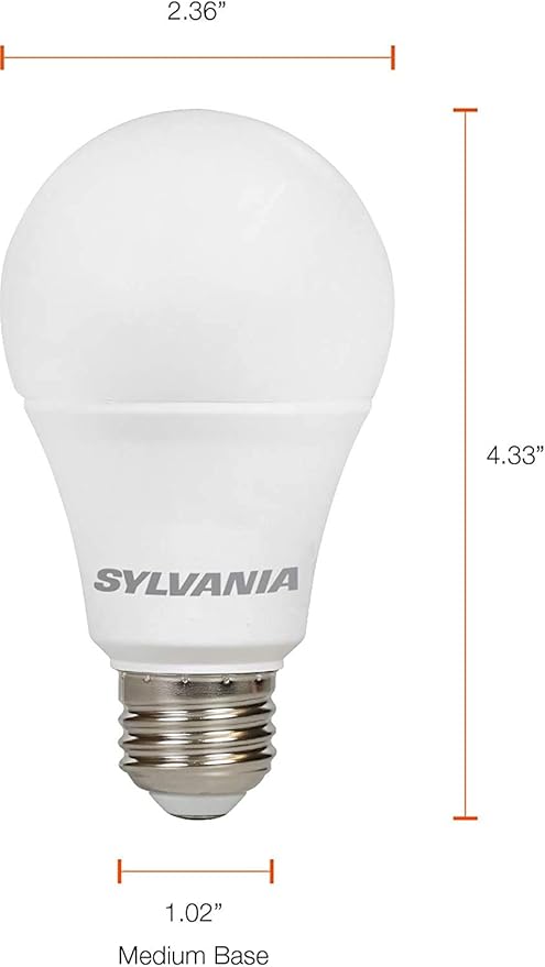 SYLVANIA ECO LED Light Bulb, A19 60W Equivalent, Efficient 9W, 7 Year, 750 Lumens, 2700K, Non-Dimmable, Frosted, Soft White - 8 Count (Pack of 1) (40821)