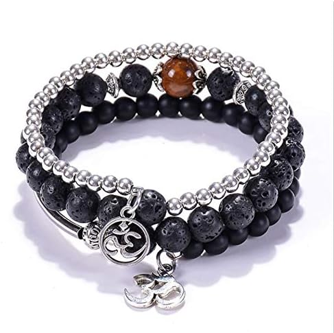 Wild Essentials Triple Band Namaste Lava Stone Essential Oil Diffuser Wrap Bracelet, Adjustable, Aromatherapy Jewelry Gift Set for Women or Men