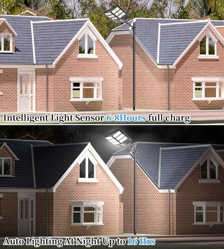 Ofuray Of-2000W Solar Street Lights Outdoor,200000LM Solar Security Flood Lights Parking Lot Lights Dusk to Dawn, 6500k Waterproof Led with Remote Control Motion for Street,Court,Barn 2Pcs