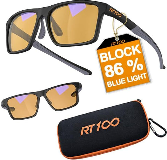 HD Premium Gaming and Computer Screen Yellow Tint Glasses Blue Light Blocking 86% Reduce Glare Anti Eyestrain