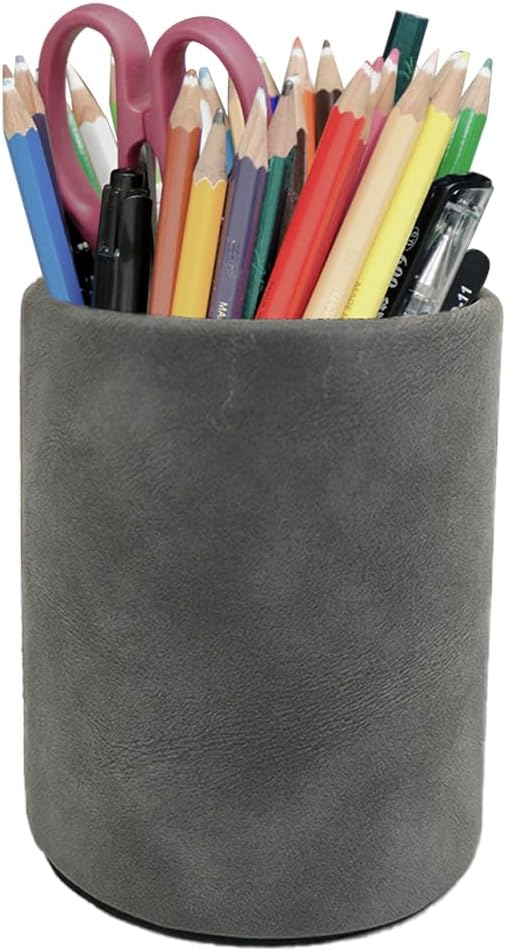 Pen Holder for Desk Pencil Organizer Cute Cup Holders Aesthetic (Misty Gray, 4" x3.3")