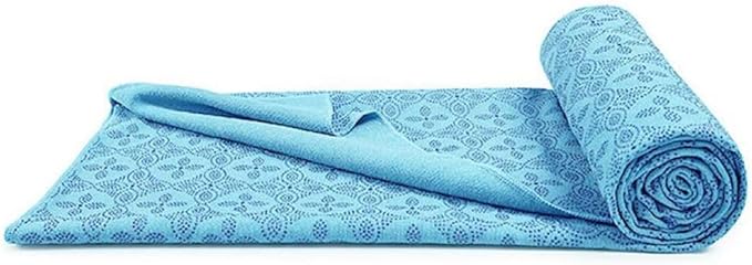 Yoga Towel, Hot Yoga Mat Towel - Sweat Absorbing Non-Slip for Hot Yoga, Pilates and Workout, 24x72 inches with Upgraded Clover-Shaped Grip Dots (Light Blue)