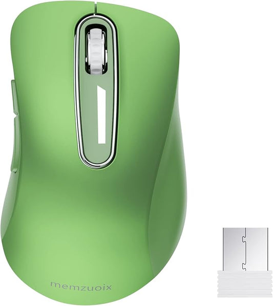 memzuoix 2.4G Wireless Mouse, 1400 DPI Mobile Optical Cordless Mouse with USB Receiver, Portable Computer Mice for Laptop, PC, Desktop, MacBook, 5 Buttons (Mint Green)