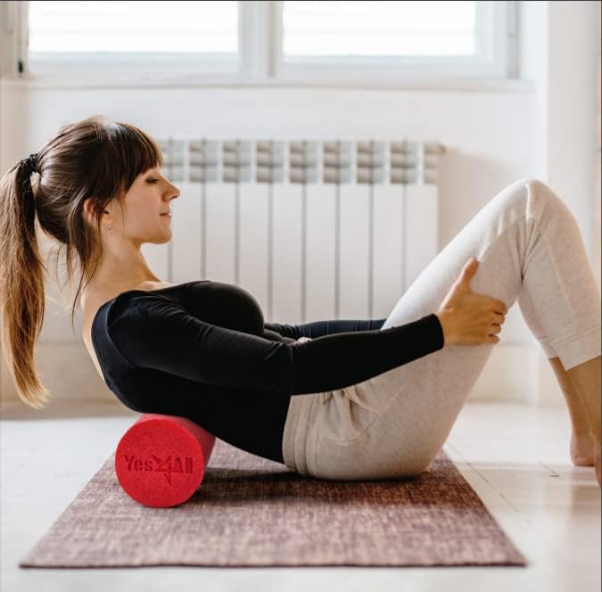 Yes4All Medium Firm Round PE Foam Roller 12, 18, 24, 36 Inches for Pilates, Yoga, Stretching, Balance & Core Exercises