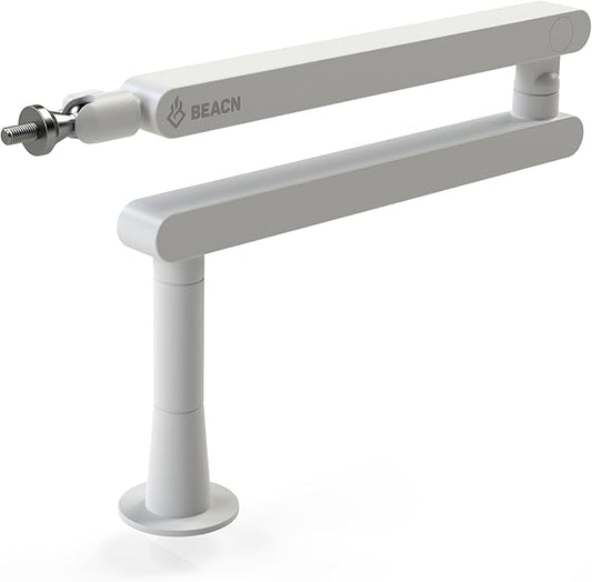 BEACN Mic Stand - Studio-Quality Low Profile Adjustable Microphone Arm with 360° Rotation, Cable Management, Easy Clamp, Universal Fit For Streaming, Podcasting, Gaming (White)