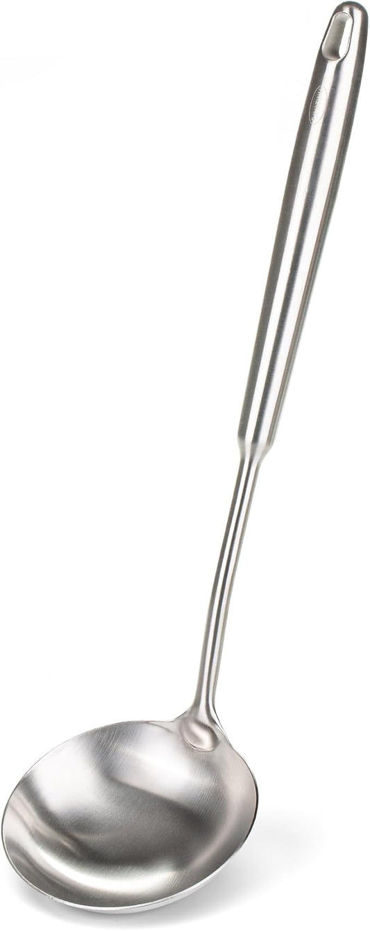 FJNATINH Soup Ladle Stainless Steel, Food Grade Metal Kitchen Ladle Spoon for Canning Soups Sauces, Easy to Clean, 15 Inches