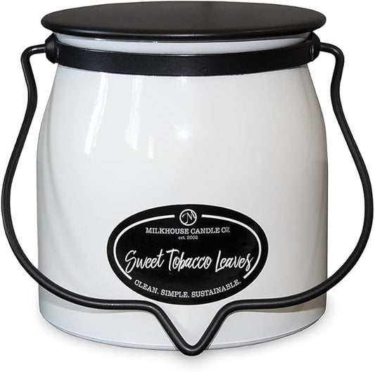 Milkhouse Candle Company - Sweet Tobacco Leaves - Creamery Collection - 16oz Double Cotton Wick Soy Candles with Beeswax - Long Burn Time, Made in The USA - Non Toxic, Premium Scented Candles