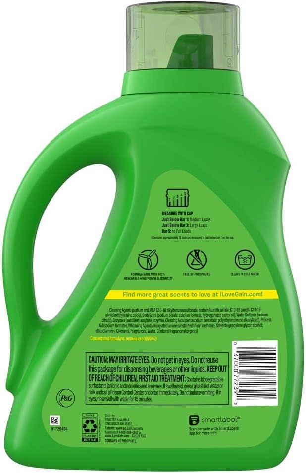 Gain + Aroma Boost Liquid Laundry Detergent, Original Scent, 78 Loads, 113 fl oz, HE Compatible (Pack of 2)