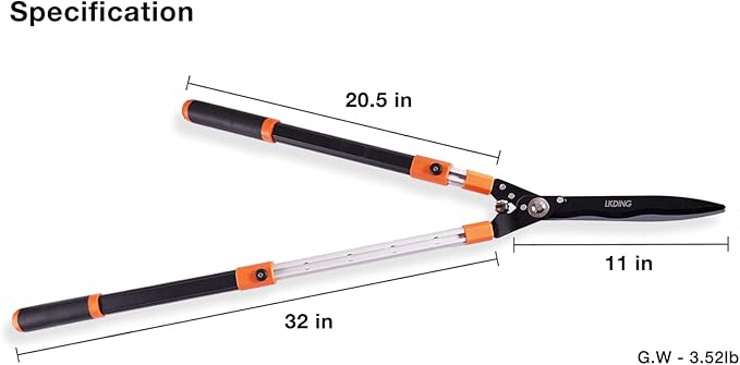 Hedge Shears Heavy Duty 32.5"-43" Extendable Handle Professional Garden Clippers Pruning Scissors Trimmer Yard Landscaping Tool