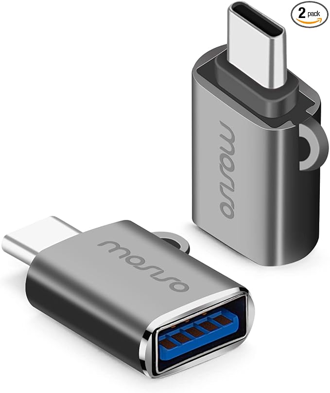 MOSISO USB C to USB Adapter 2 Pack,USB Type-C to USB Connector,Thunderbolt 3 to USB 3.0 Converter OTG Compatible with MacBook Pro 2024-2016/Air 2024-2018/Laptop/Tablet/More Type-C Devices, Space Gray