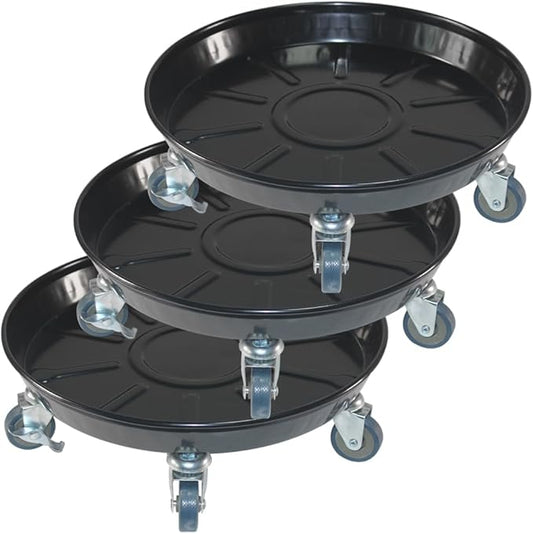10" Heavy Duty Plant Dolly with Wheels, 160lbs Metal Rolling Plant Stand with Casters, Round Wheeled Planter Caddy Roller Base Carry Potted Tree Flower Pot for Indoor Outdoor Garden, 3 Pack, Black