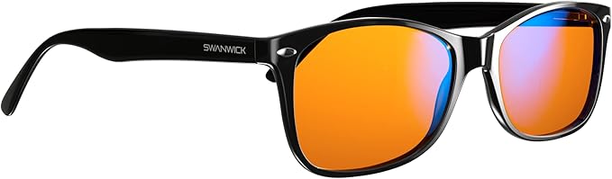 Swanwick Blue Light Blocking Glasses for Women, Men. Sleep Aid. Anti Eyestrain Headache for Computer, Gaming, TV, UV Glare