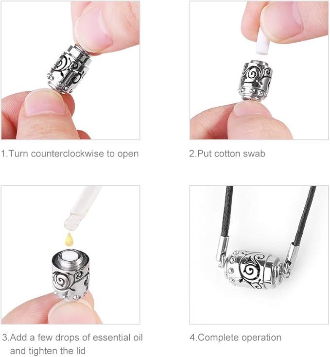 Aromatherapy Essential Oil Diffuser Necklace 316L Stainless Steel Adjustable Pendulum Pattern Aroma Necklace with 4PCS Refill Sticks, Retro Hollow Design Relaxation Necklaces Gifts