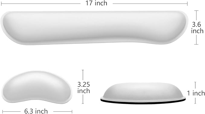 Dapesuom Enlarge Keyboard Wrist Rest, Memory Foam Wrist Cushion for Desk Mats Support, Cute Typing Pain Relief Keyboard Mouse Pad Rests Set with Non-Slip Base for Gaming Laptop Office, Ivory White