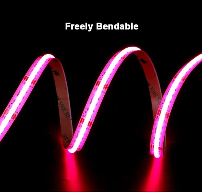 RGB cob led Strip with Music Mode/APP Control,Addressable COB RGB IC led Strip with 24V Adapter for Bedroom, DIY Lighting Projects (16.4FT(5M X 1))