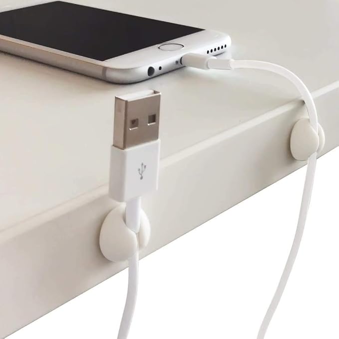 Cable Clips, Sticky Compact Cable Holders for Cord Organization with Strong Adhesive Backing for Power Cables, Phone Chargers, USB Cables - 30 PCS