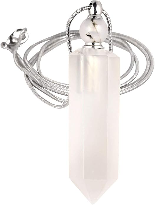 SUNYIK Stone Essential Oil Diffuser Necklace for Women, Hexagonal Pointed Healing Crystal Perfume Bottle Pendant with Chain for Men, 28"