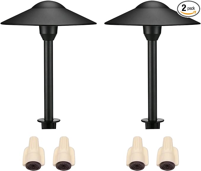 Lumina Lighting® 4W Landscape Lighting 12V Landscape Lights Low Voltage Landscape Path Lights Warm White Waterproof Outdoor Replaceable G4 LED Bulb for Garden Pathway Lawn Yard (Black) (2-Pack)