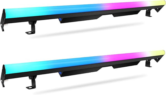 LED Stage Pixel Light Bar - 2Pack 60W 90LED RGB DJ Light Bars Seamless Splicing with 67 Chase Programs & 37 Static Colors by DMX Control Uplight for Events Stage Dance Club Party