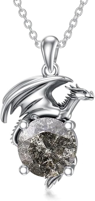 Dragon Necklace for Women/Men Sterling Silver Necklace with Birthstone Gift for Women/Men