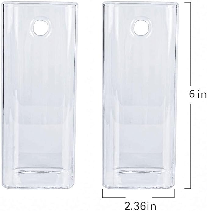Kingbuy Plant Terrarium Container Propagation Station Square Tube Vase Wall Hanging Glass Planter Indoor Hydroponic Plants Home Office Garden Decor, 2 Pack