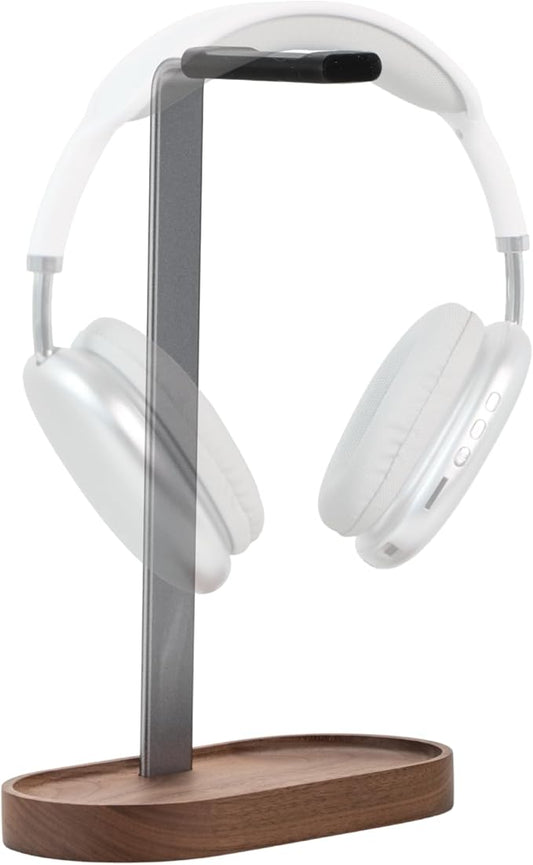 muso wood Headphone Stand & Desktop Headset Holder | Space-Saving Premium Solid Wood Storage Base for Gaming Headsets, AirPods Max, VR Gear – Modern Desktop/Workspace Essential