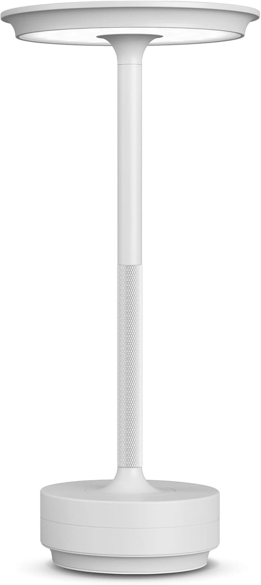 Rechargeable Cordless Table Lamp, Portable 5000mAh LED Touch Table Light, 3 Color Stepless Dimming Battery Powered Table Lamp for Outdoor/Restaurant/Patio.(Light Gray)