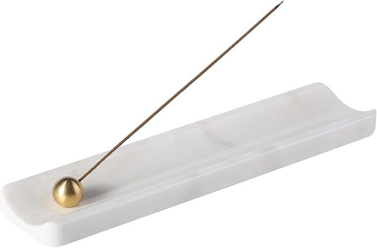 Koville Luxury African Marble Incense Holder, Incense Holders for Sticks, Incense Burner Holder, Ideal for Meditation and Relaxing, Easy to Clean(Namib Bianco)