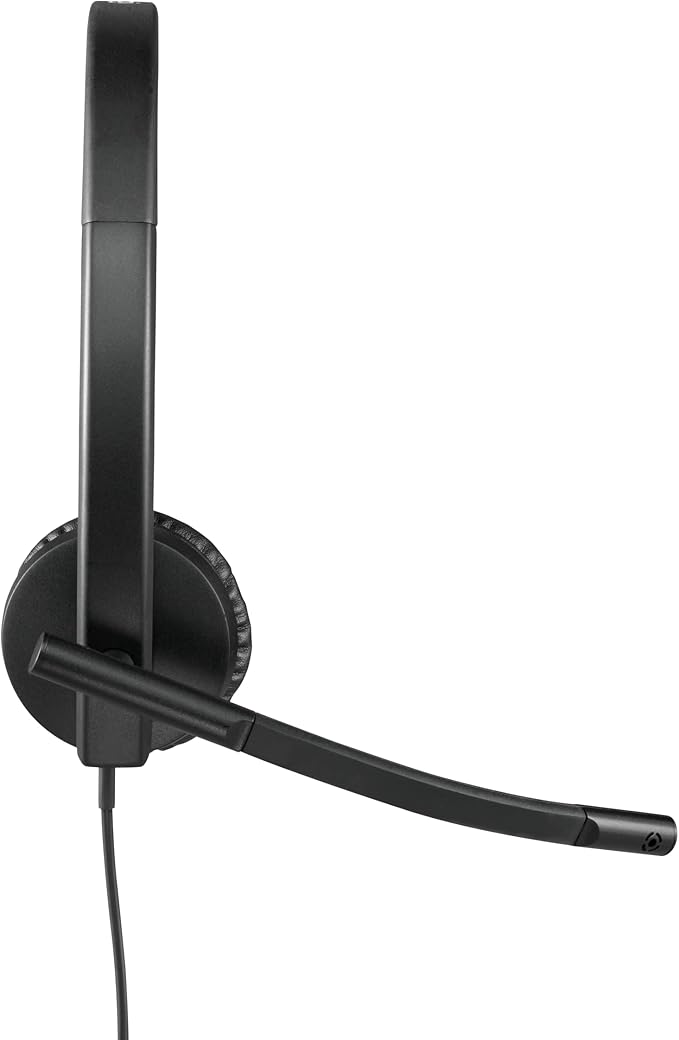 Logitech H570e Wired Headset, Stereo Headphones with Noise-Cancelling Microphone, USB, In-Line Controls with Mute Button, Indicator LED, PC/Mac/Laptop - Black