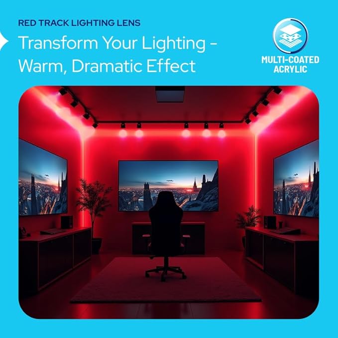 KastLite Red Acrylic Lens Filter for Halo Track Lighting | Track Light Head - Adjust The Color of Your Lighting | Select Lens Size - PAR 20 Bulb for Spotlight Fixtures