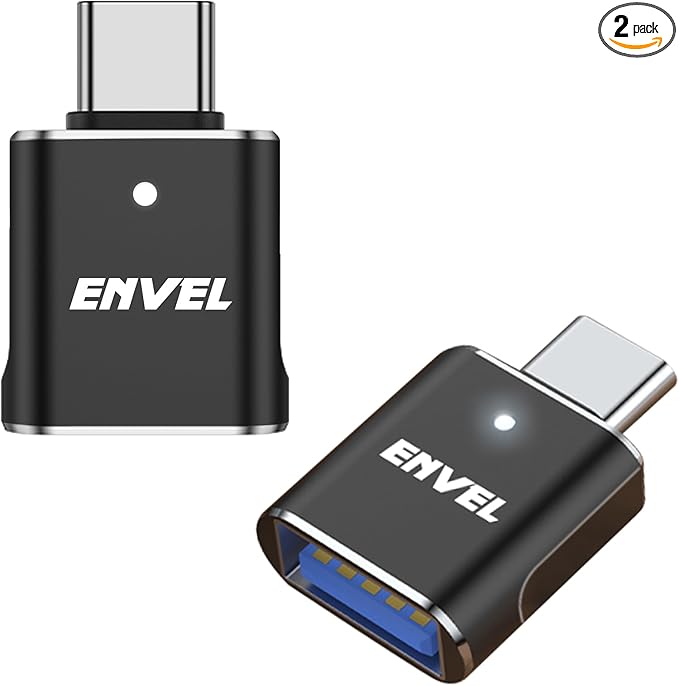 ENVEL USB to USB C Adapter, 2 Pack USB3 10Gbps High Speed Data Transfer, OTG Converter Thunderbolt3 4 Compatible with Apple iWatch iPhone 15 16 Pro Max iPad Air 4 5 Mini 6