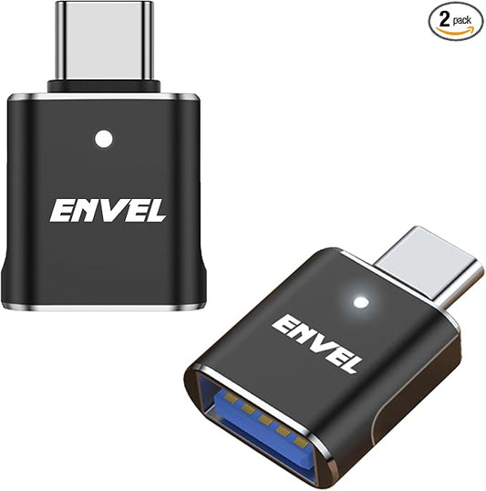 ENVEL USB to USB C Adapter, 2 Pack USB3 10Gbps High Speed Data Transfer, OTG Converter Thunderbolt3 4 Compatible with Apple iWatch iPhone 15 16 Pro Max iPad Air 4 5 Mini 6