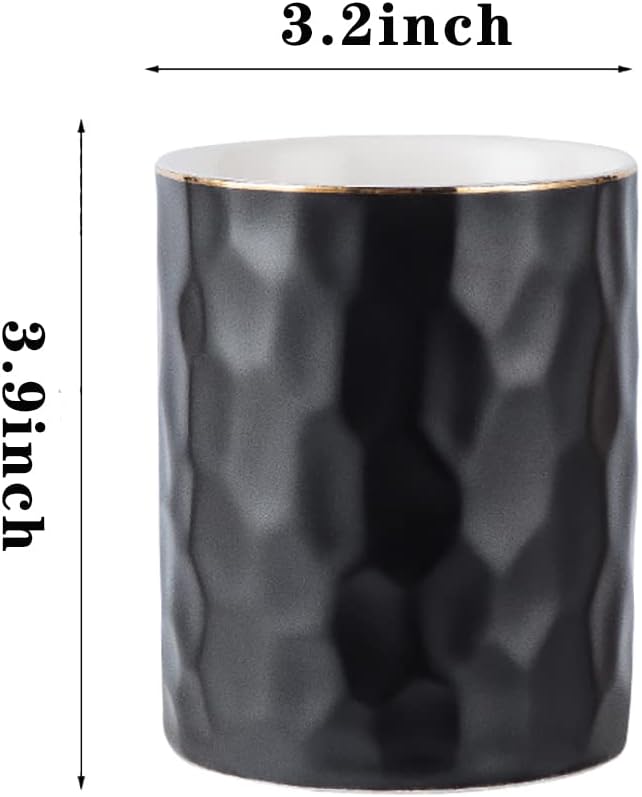 Ceramic Pen Holder Stand Cup Pencil Holder Organizer Makeup Brush Holders for Home Office Desk (Black)