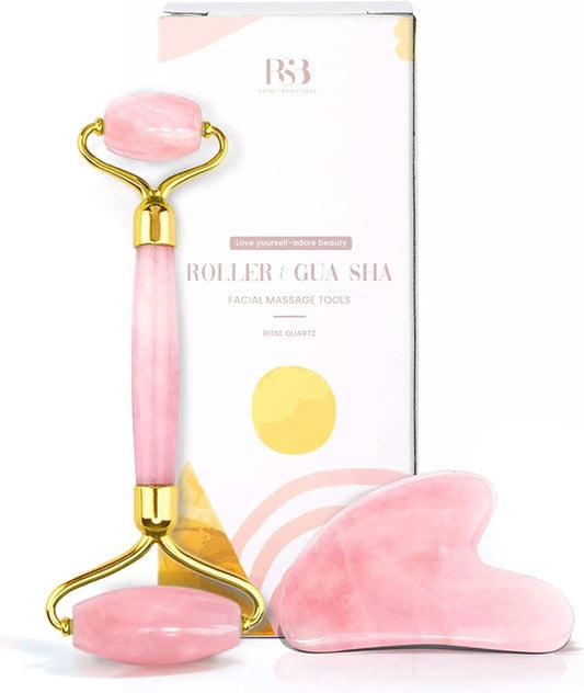 ROSELYNBOUTIQUE Gua Sha Facial Tools & Face Roller Original Face Massager for Puffiness Wrinkless Skin Care Routine - Self Care Gift for Men Women (Pink)
