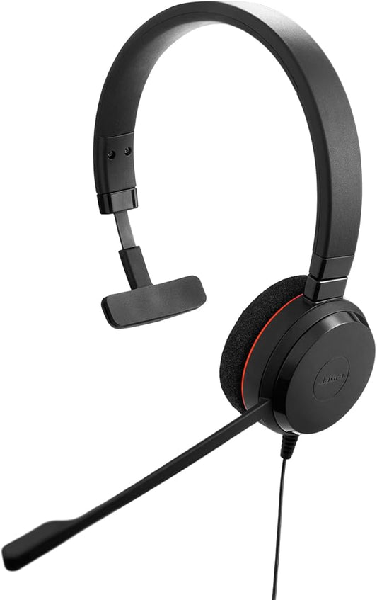 Jabra Evolve 20 Wired Headset (2025 Edition) - Single-Ear Wired Headset for Office and Work from Home - Call Control - Certified for MS Teams - USB-C/A Connectivity - Black