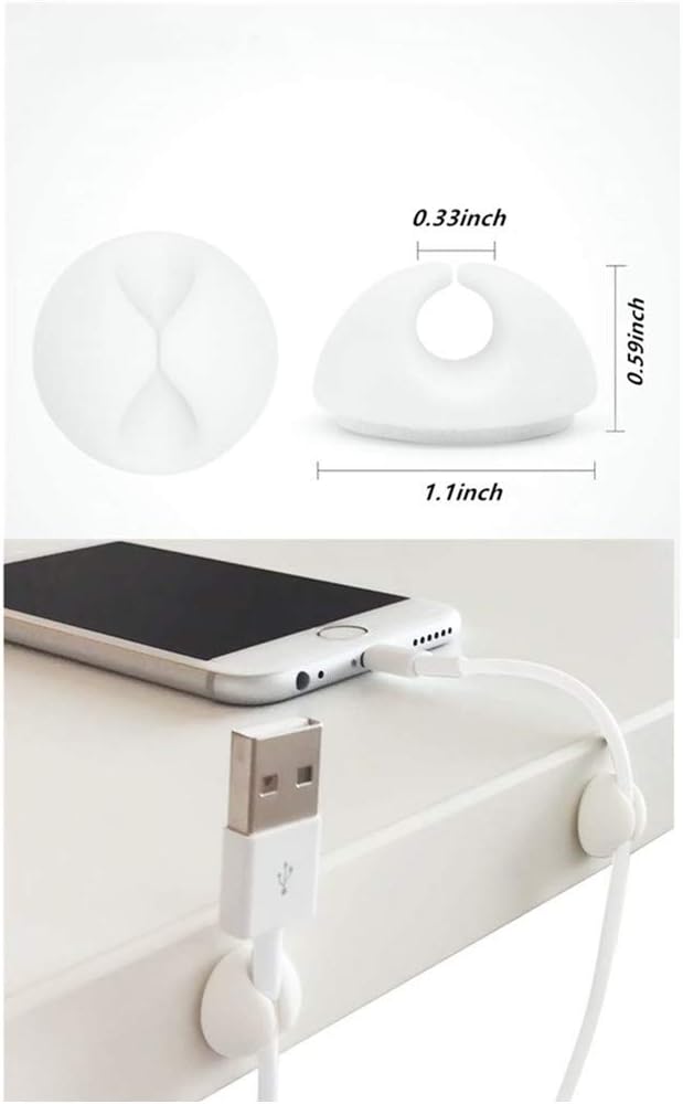 Cable Clips, Sticky Compact Cable Holders for Cord Organization with Strong Adhesive Backing for Power Cables, Phone Chargers, USB Cables - 30 PCS